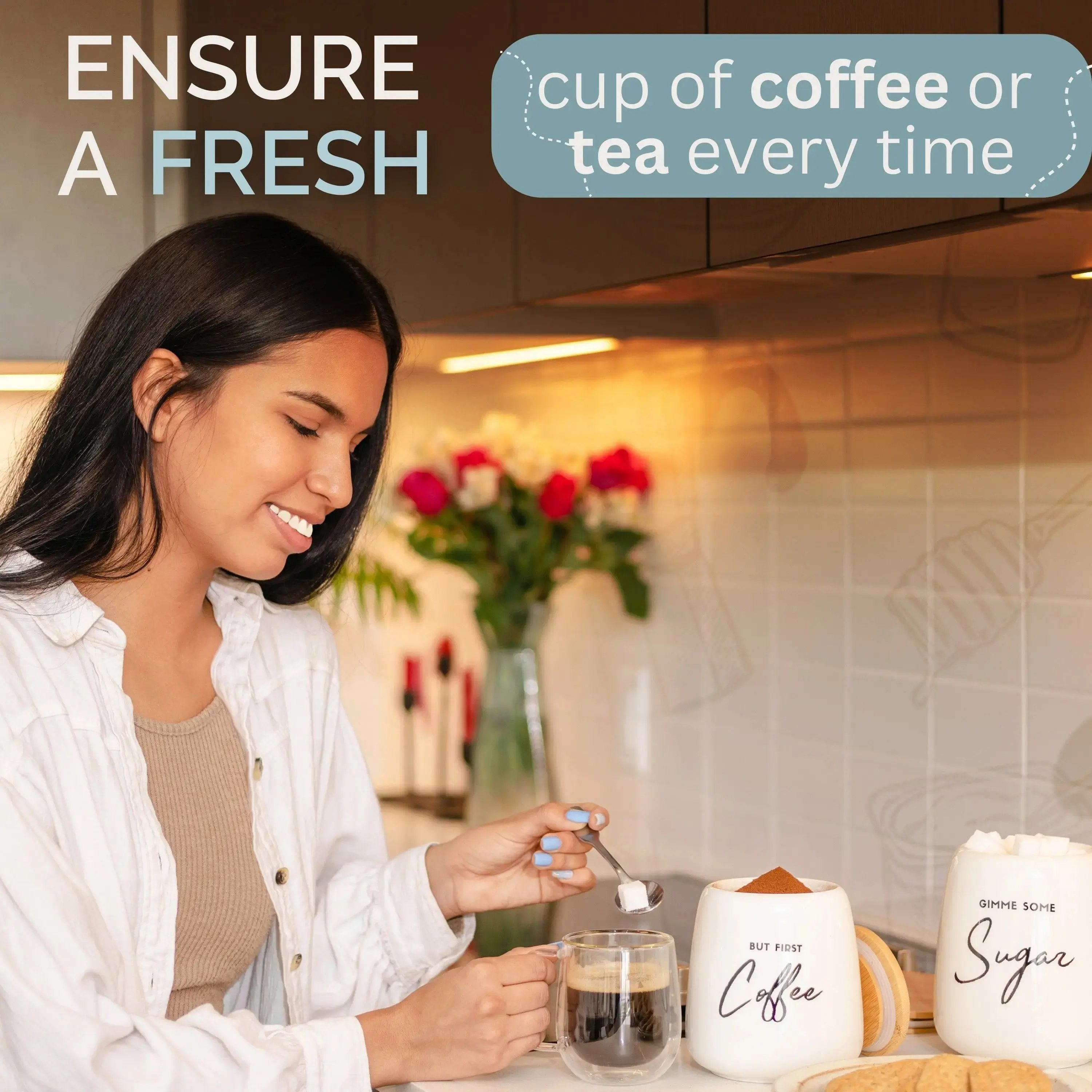 3pc Ceramic Kitchen Canister Set for Coffee, Tea & Sugar Fifth Fork AU